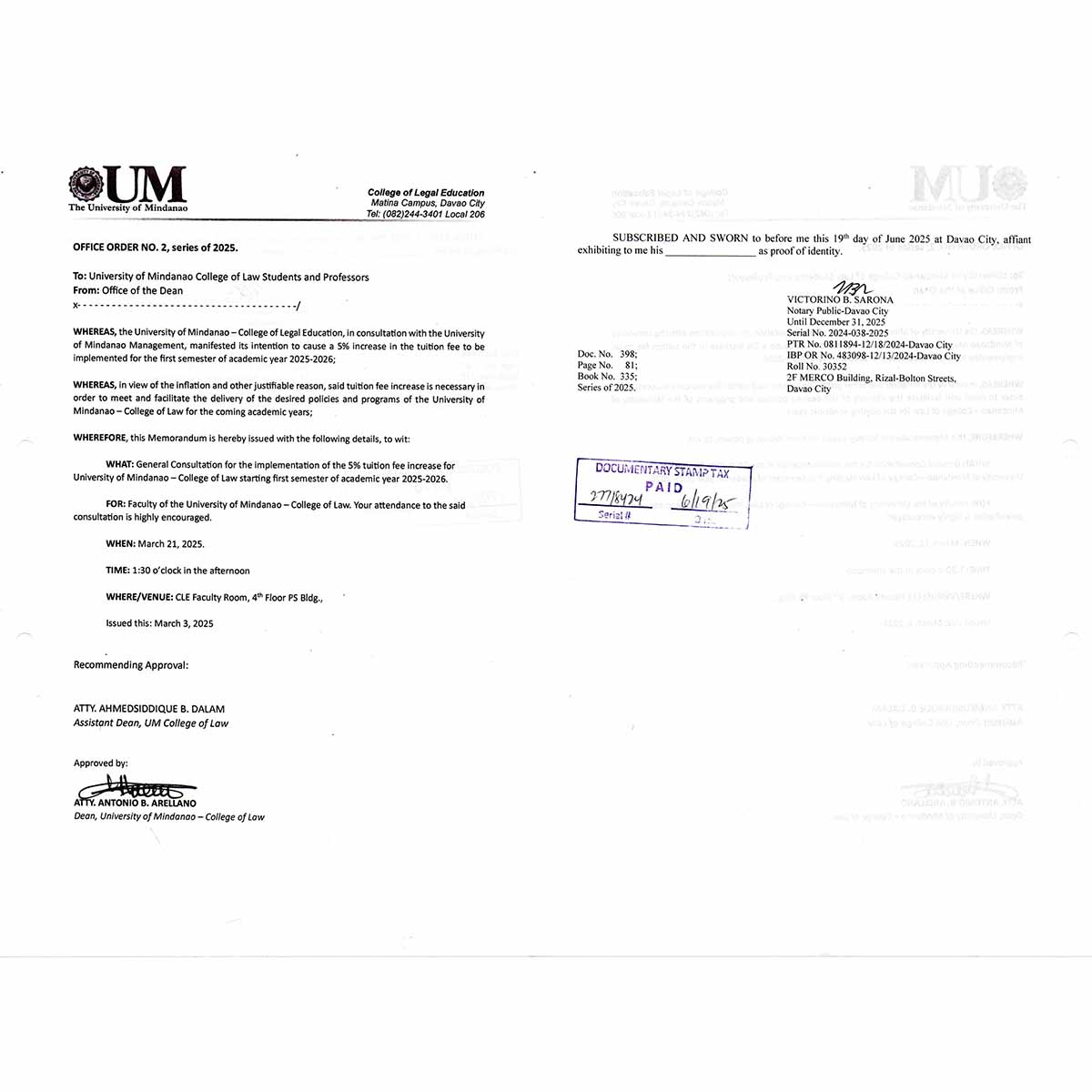 Notice of Intent for Tuition Fee Increase for College of Legal Education - Image 2