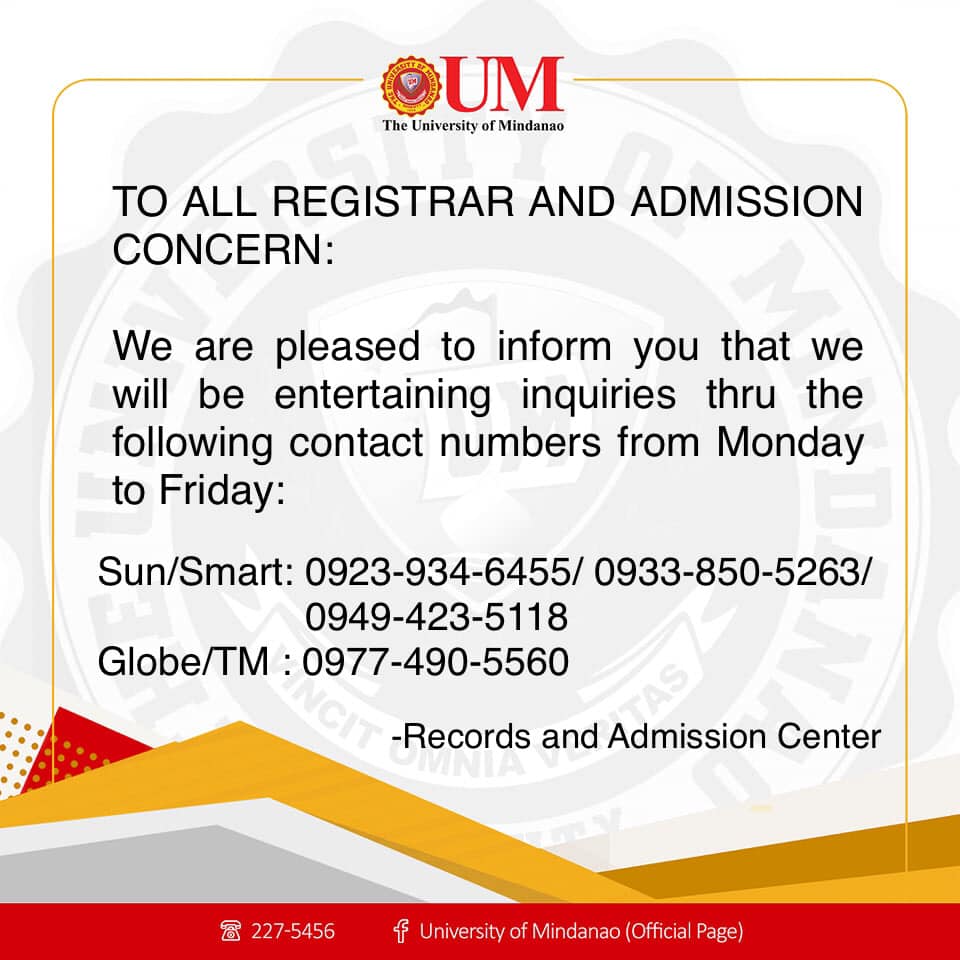 Advisory on Registrar and Admission concerns