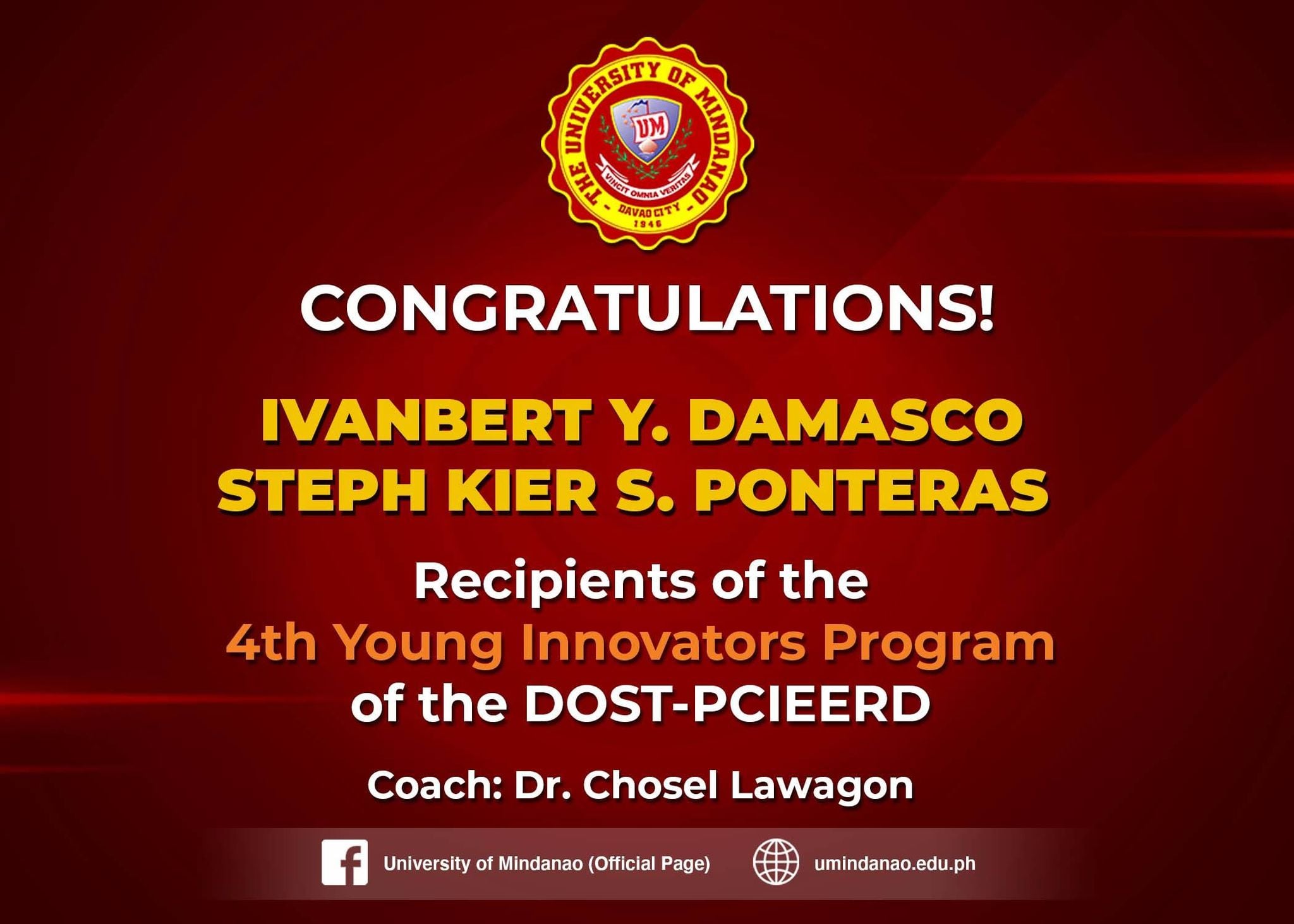 UMians are recipients of 4th Young Innovators Program