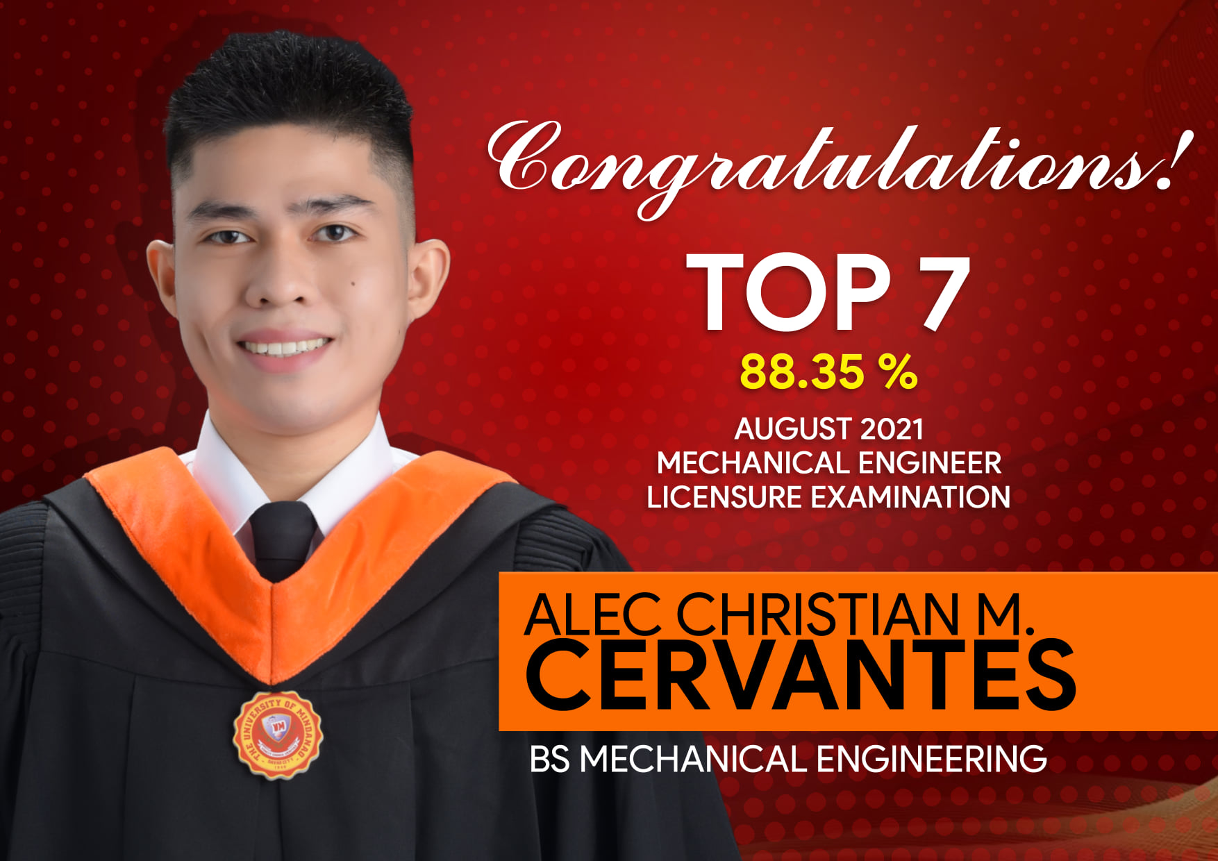 UM grad places among Top 10 in August 2021 MELE