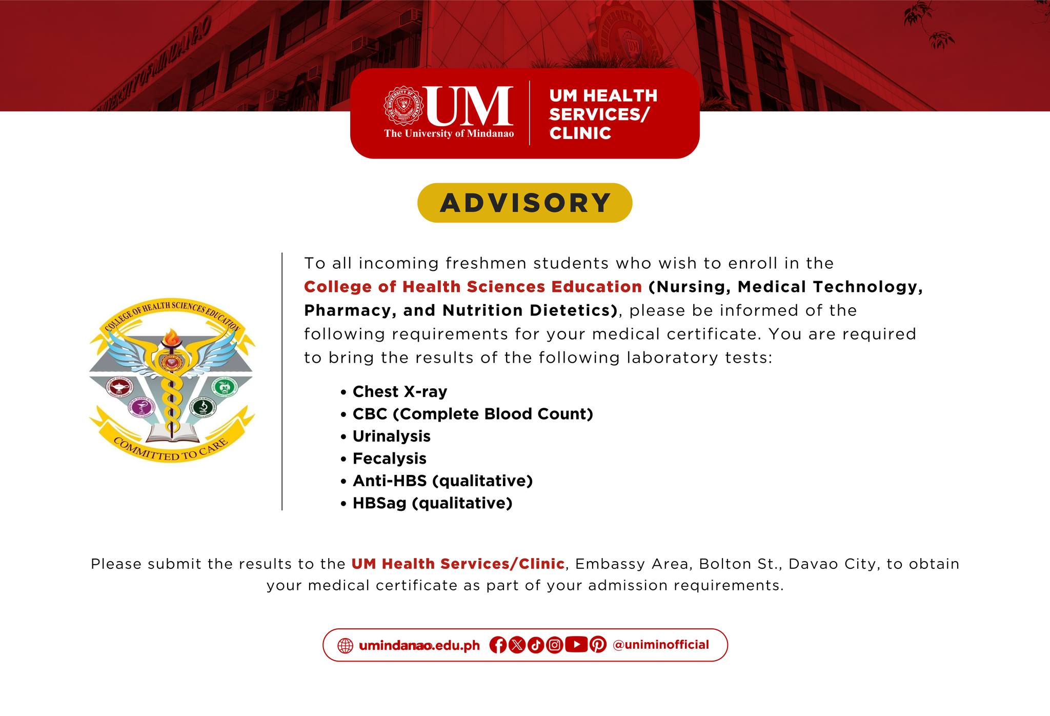 ADVISORY: Reminders for CHSE Enrollees