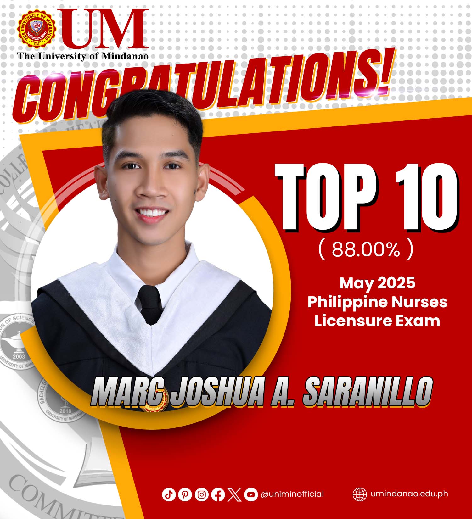 UM's BS Nursing produces topnotcher in May 2025  NLE