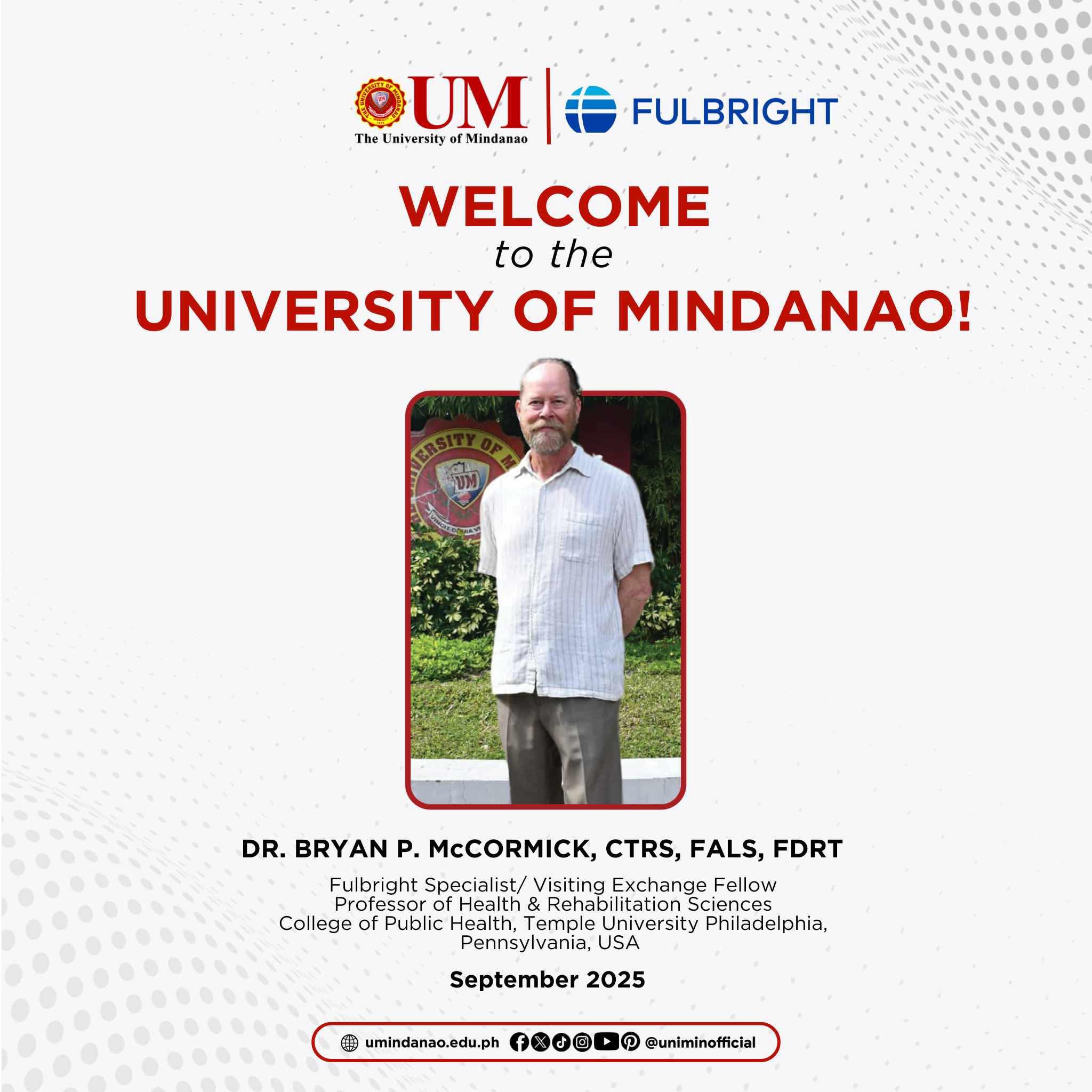 Visiting Fulbright Specialist officially begins September UM stint